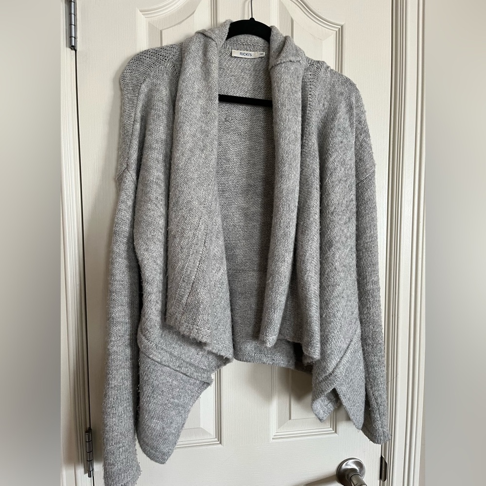 Rickis grey open wrap style sweater size medium